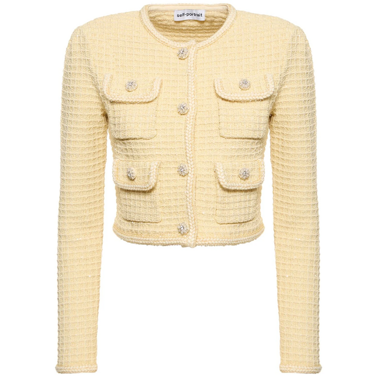 Yellow Textured Knit Jacket