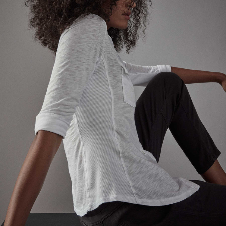 Contrast Panel Shirt in White