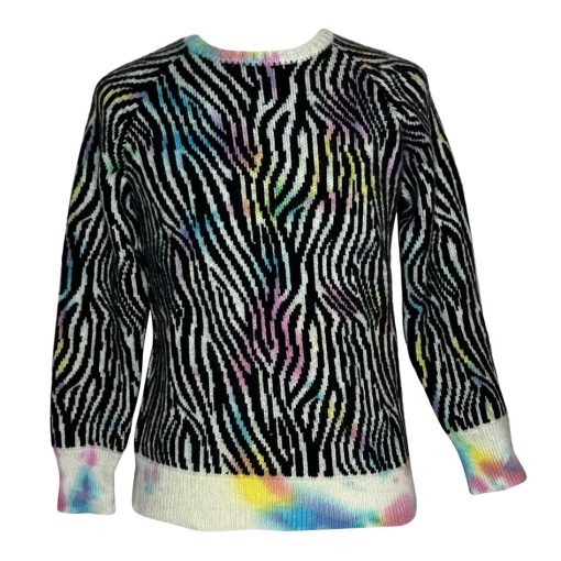 Tie Dye Crew Sweater in Zebra Blue