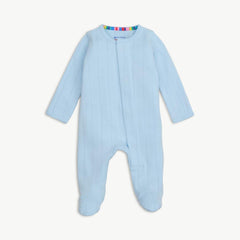 love lines blue organic cotton pointelle magnetic footie