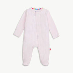 love lines pink organic cotton pointelle magnetic footie