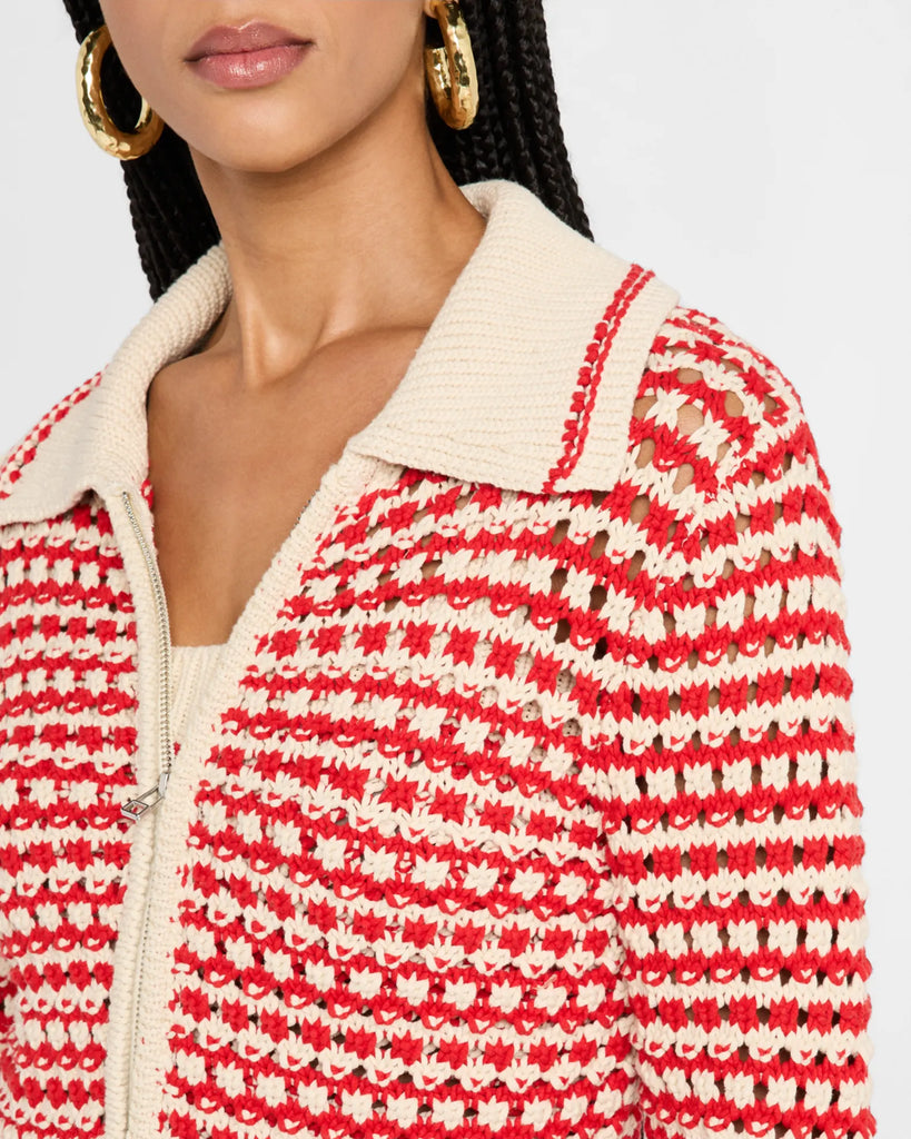 Kirby Crochet Jacket in Cherry Combo