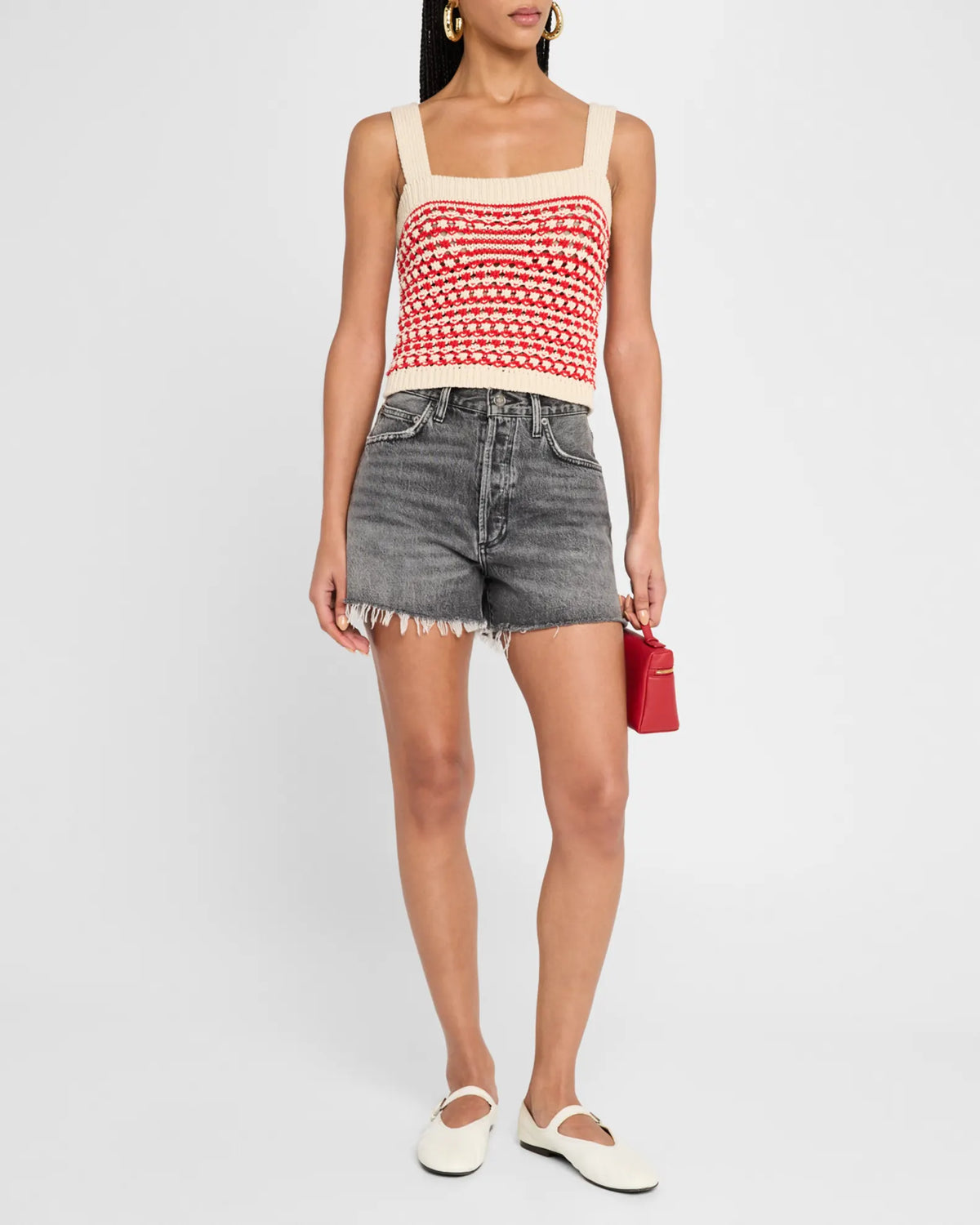 Marti Crochet Tank in Cherry Combo