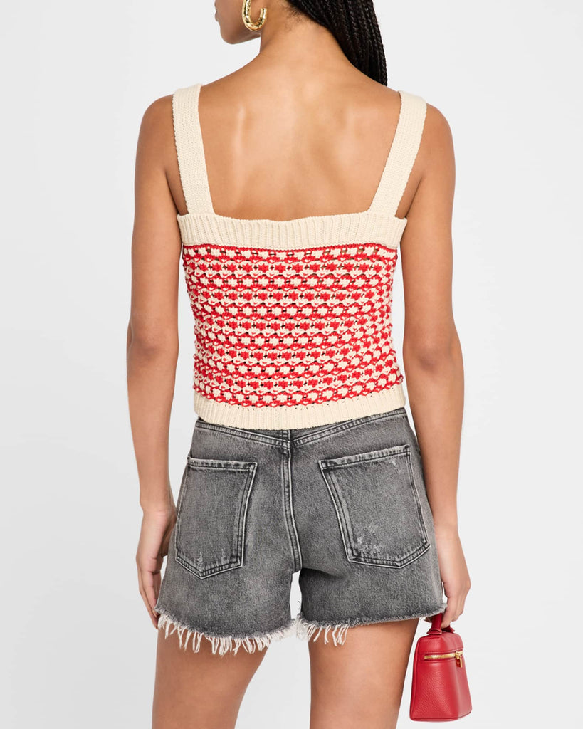 Marti Crochet Tank in Cherry Combo