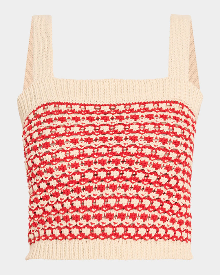 Marti Crochet Tank in Cherry Combo