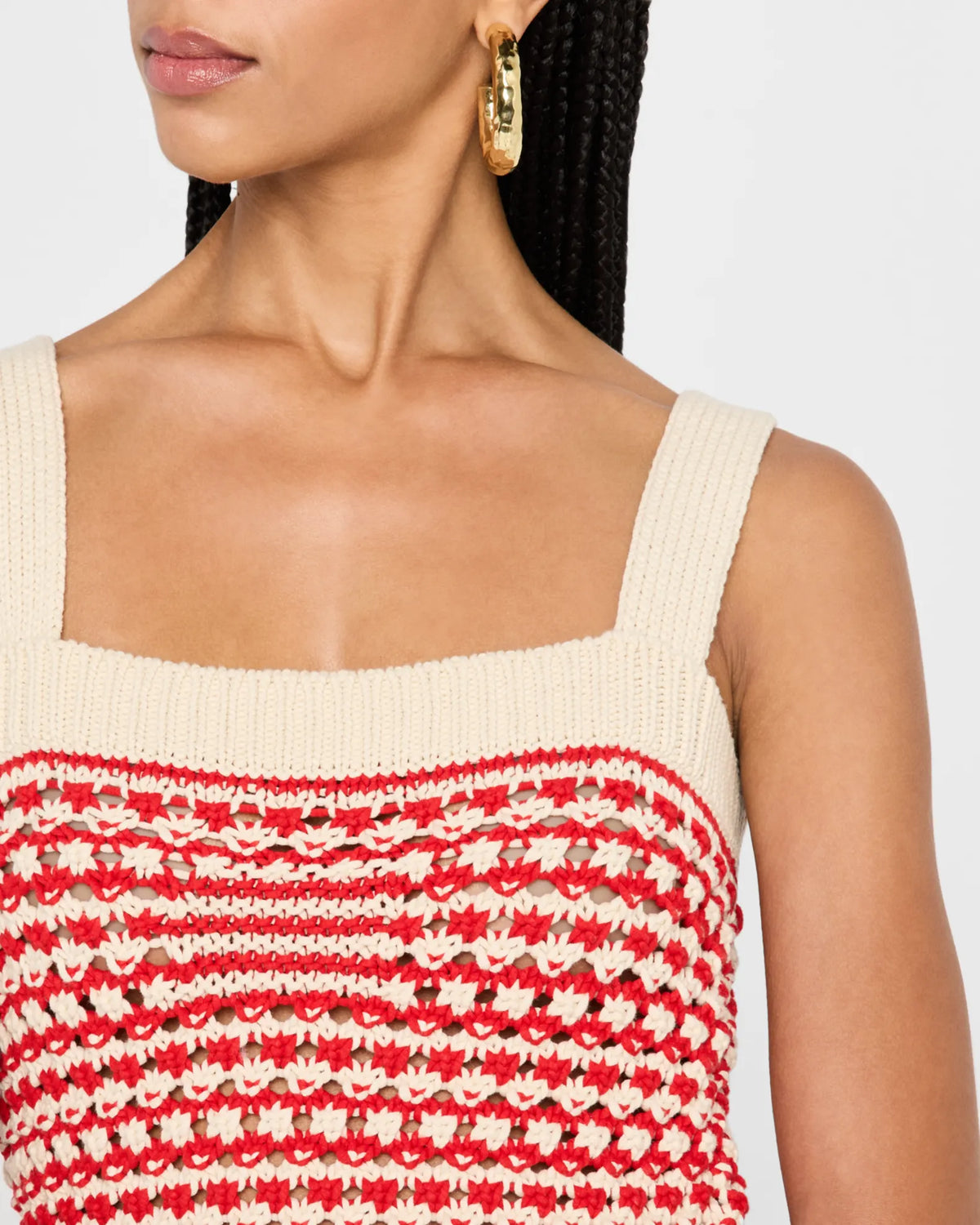 Marti Crochet Tank in Cherry Combo