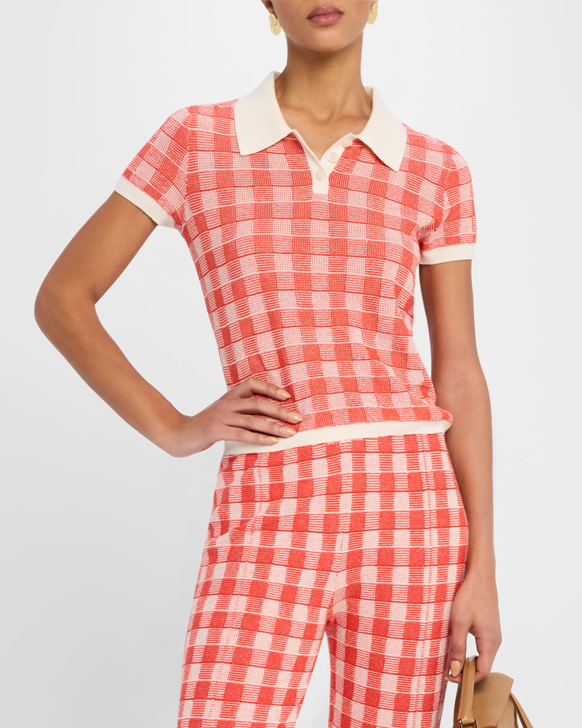 Gingham Shrunken Polo in Cherry Combo