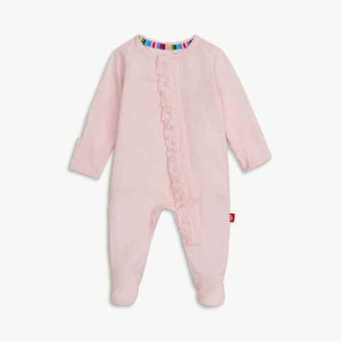 pin dot pink modal magnetic footie with ruffles