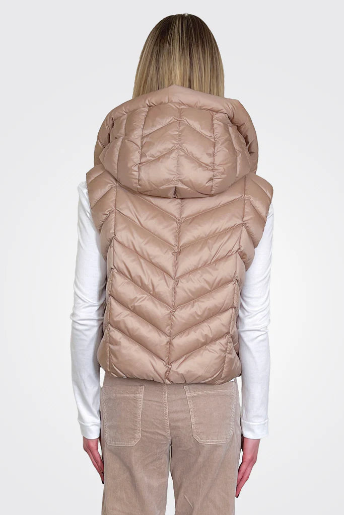 Hooded Puffer Vest in Verdino